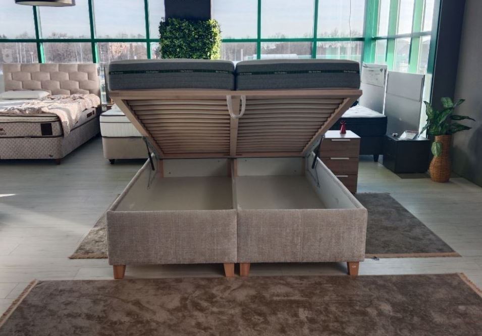 Gino franciaágy 180x200cm ágykeret 2 dobozból ,ágyrács egyben Cremona 02 bézs (D) "AK"