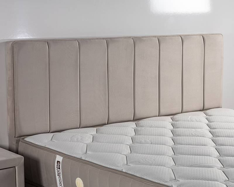 Ariel boxspring ágyszett (ágyneműtartós ágy matraccal), beige bársony, 180*200 cm