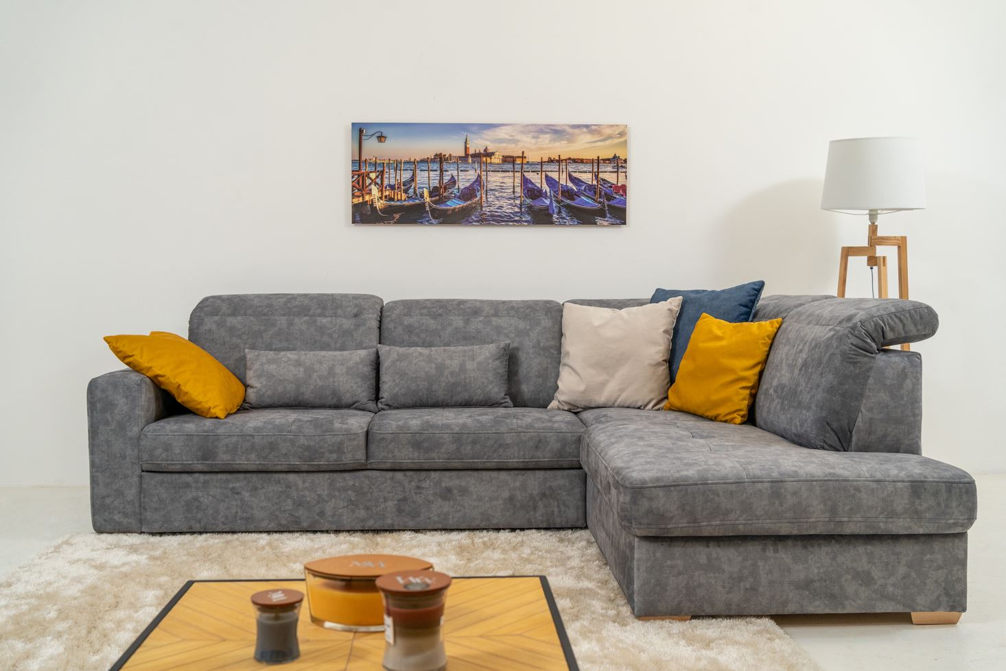 Ravenna sarokgarnitúra, Szürke (I.), 264x200 cm