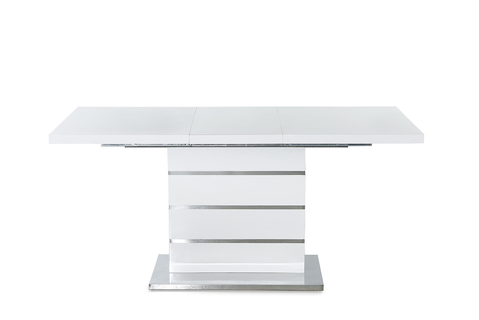 Athen étkező asztal, magasfényű fehér/króm, 120-160*80cm