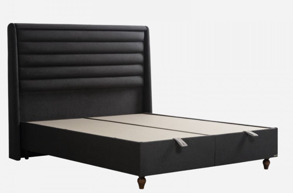 Havanna Boxspring ágyszett világítással (ágyneműtartós ágy matraccal), antracit, 160x200 cm