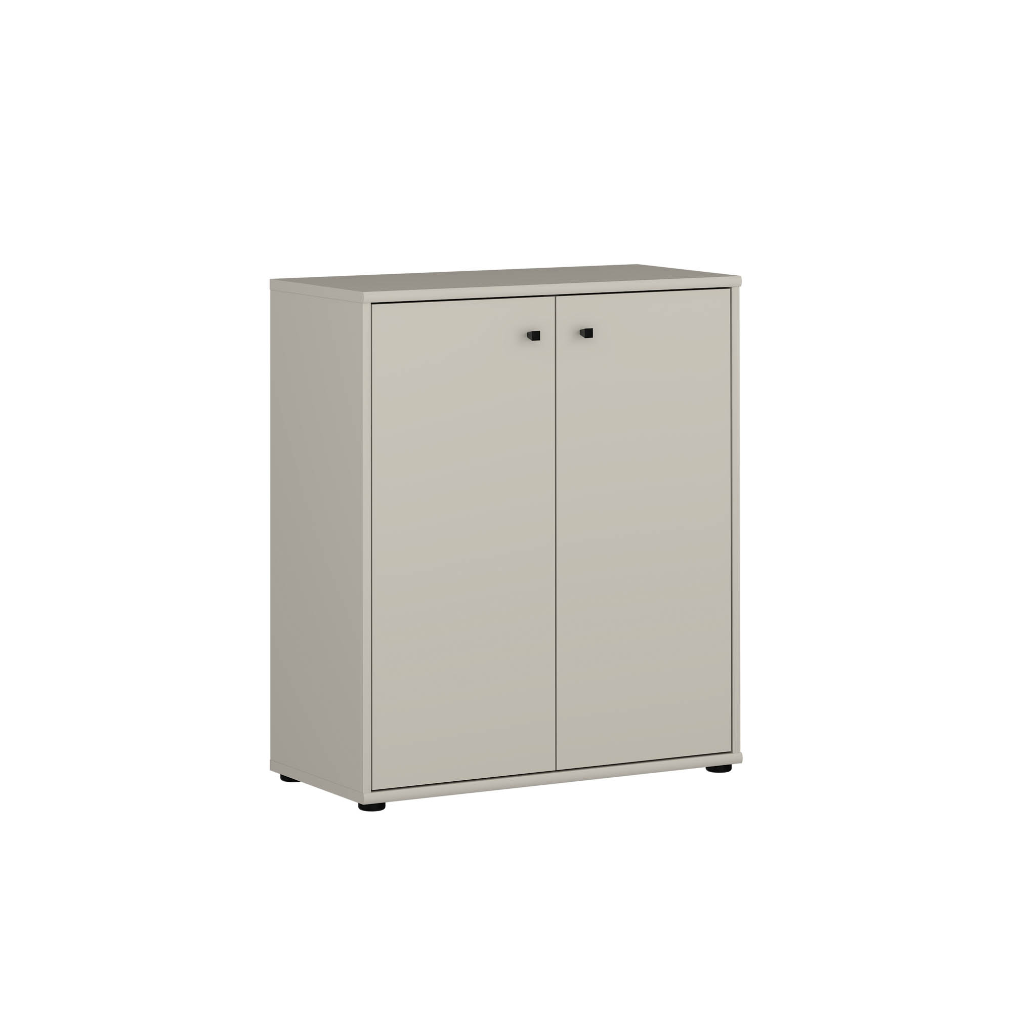 Tampa komód 2 ajtós, kasmír, fekete fogantyú, 74x86x35 cm