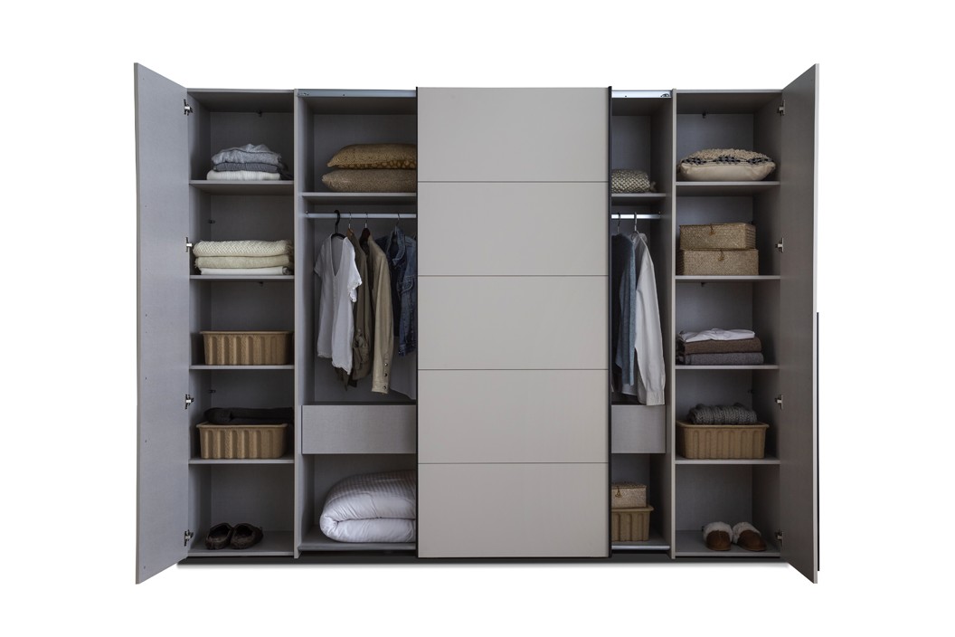 Margaret szekrény, kasmír,fekete fogantyú, prémium belső felszereltséggel, 270,3x210,5x61,2cm