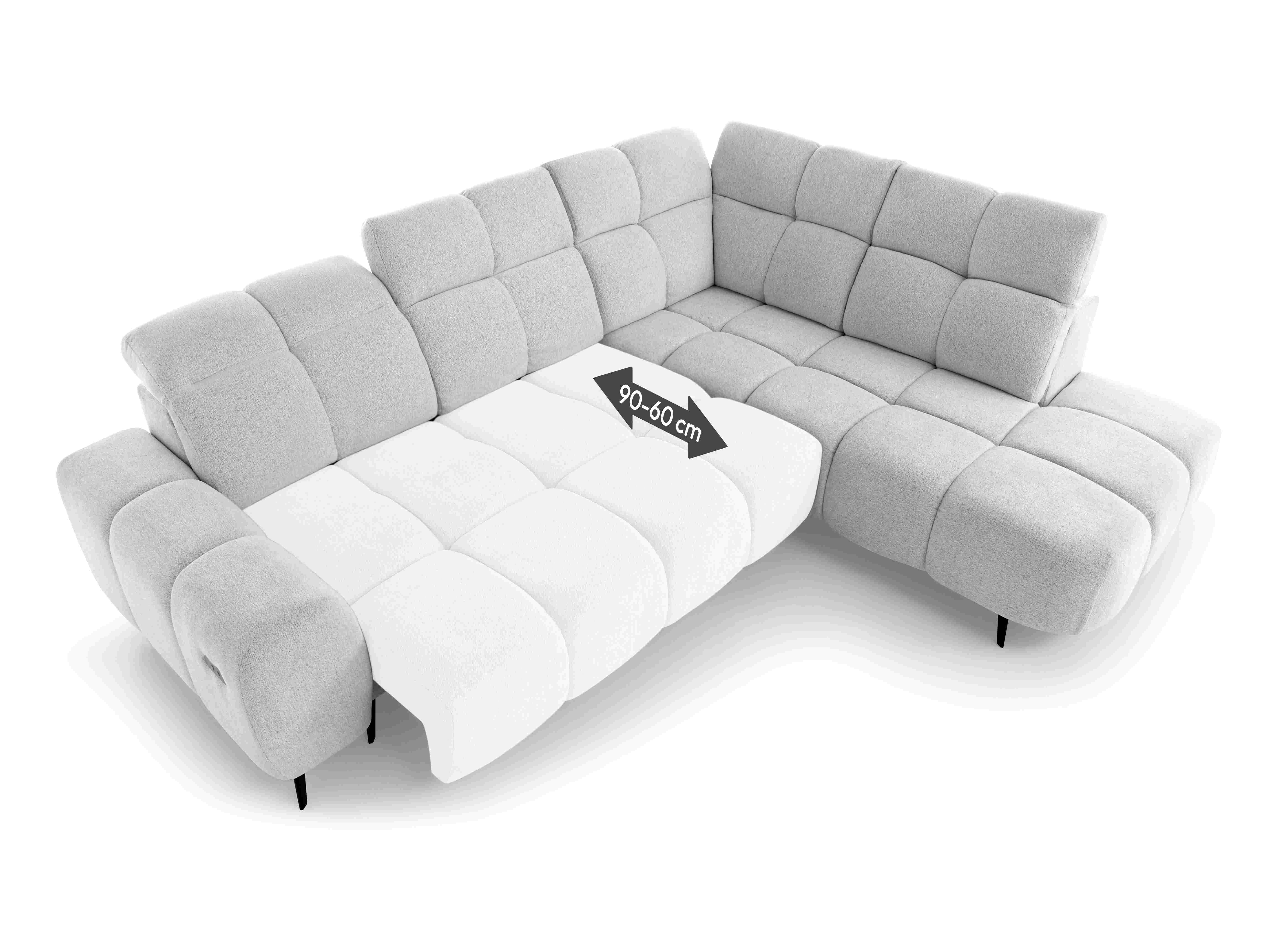 Serrano motoros relax ülőgarnitúra, jobbos, antracit szövet 275x225cm