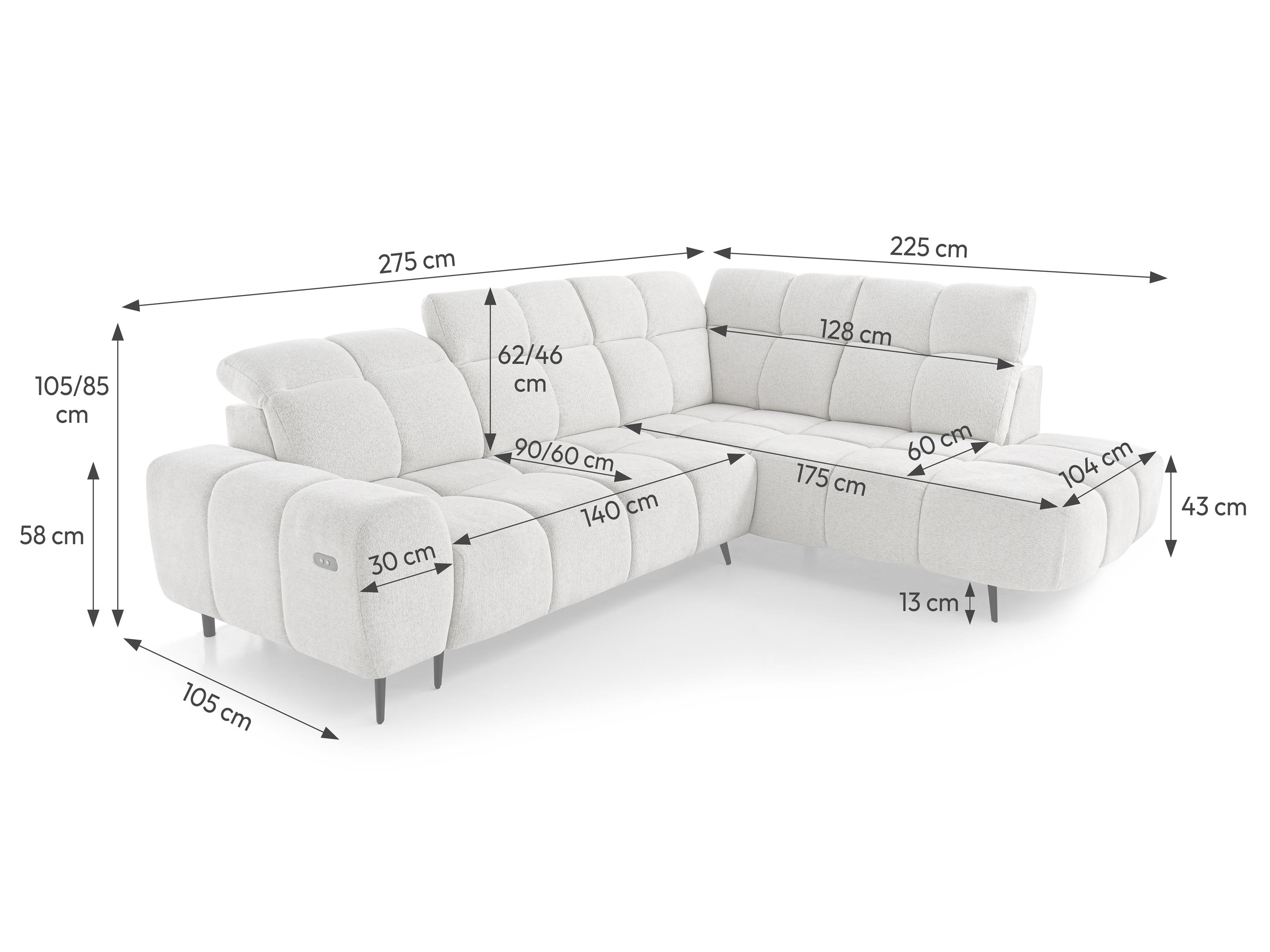 Serrano motoros relax ülőgarnitúra, jobbos, antracit szövet 275x225cm