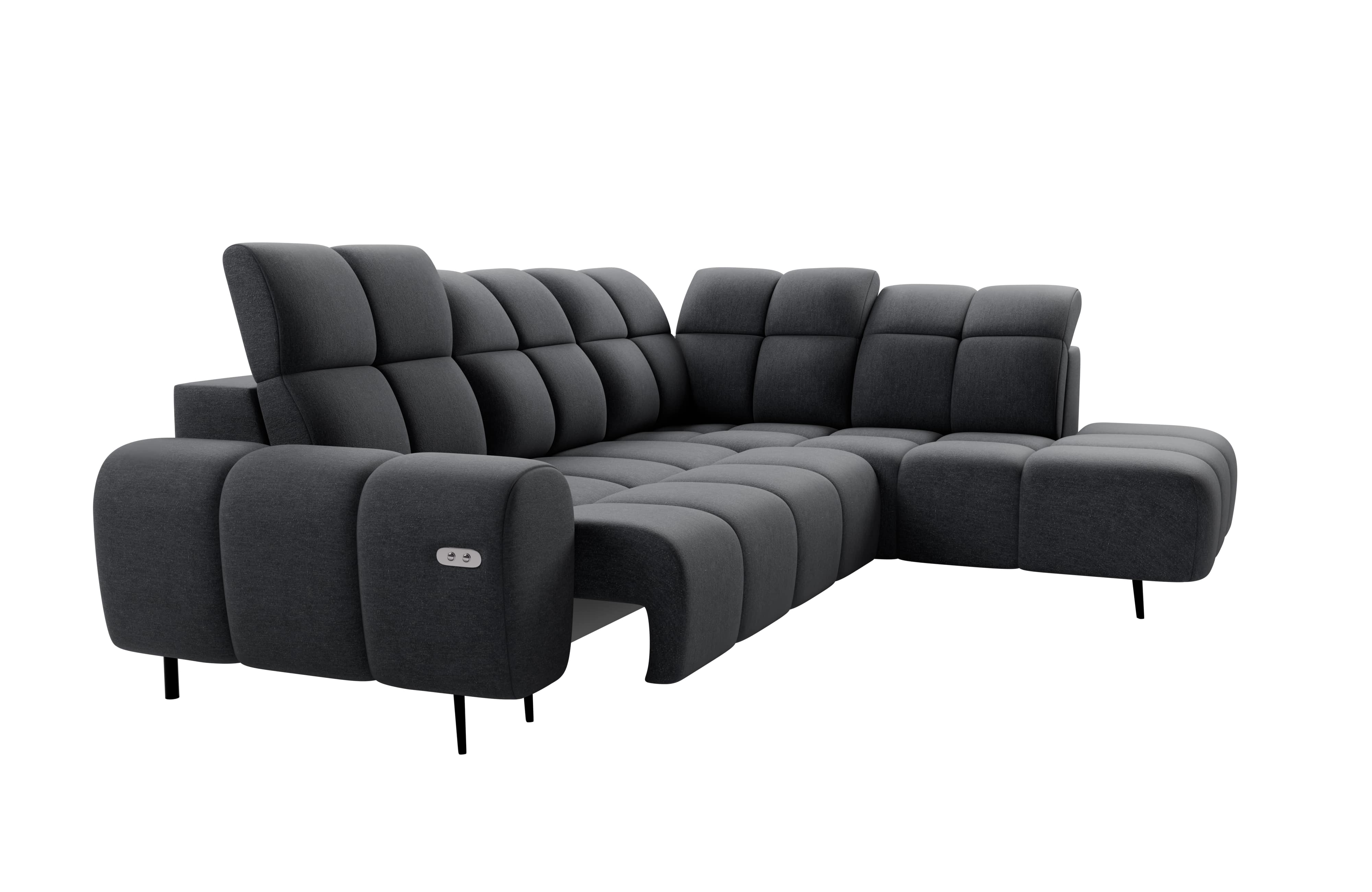 Serrano motoros relax ülőgarnitúra, jobbos, antracit szövet 275x225cm