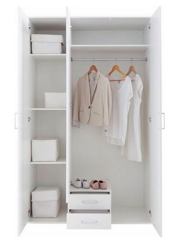 Karl-Special szekrény, 3 ajtós, 2fiókos, 120x195x55cm (fehér szürke) "k"