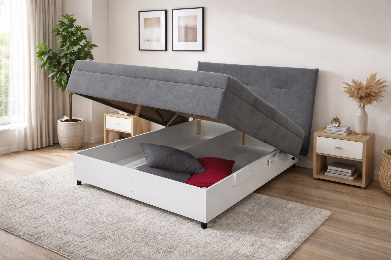 Dyna boxspring ágyneműtartós ágytest 160x200cm, "AK-ksz