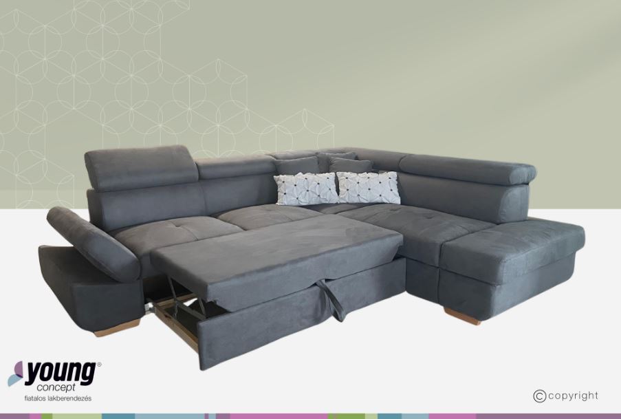 Mondello sarokgarnitúra,jobbos,soft rugalmas üléssel, Romario szürke, 265x230 cm