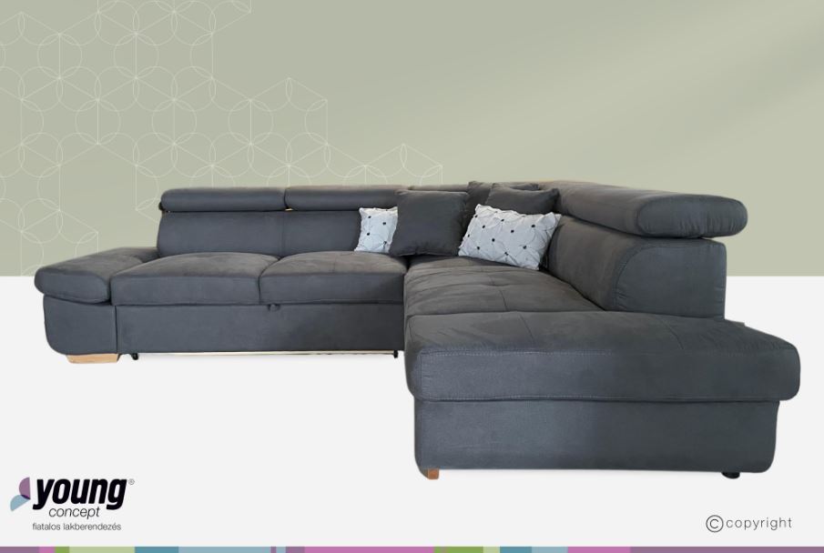 Mondello sarokgarnitúra,jobbos,soft rugalmas üléssel, Romario szürke, 265x230 cm