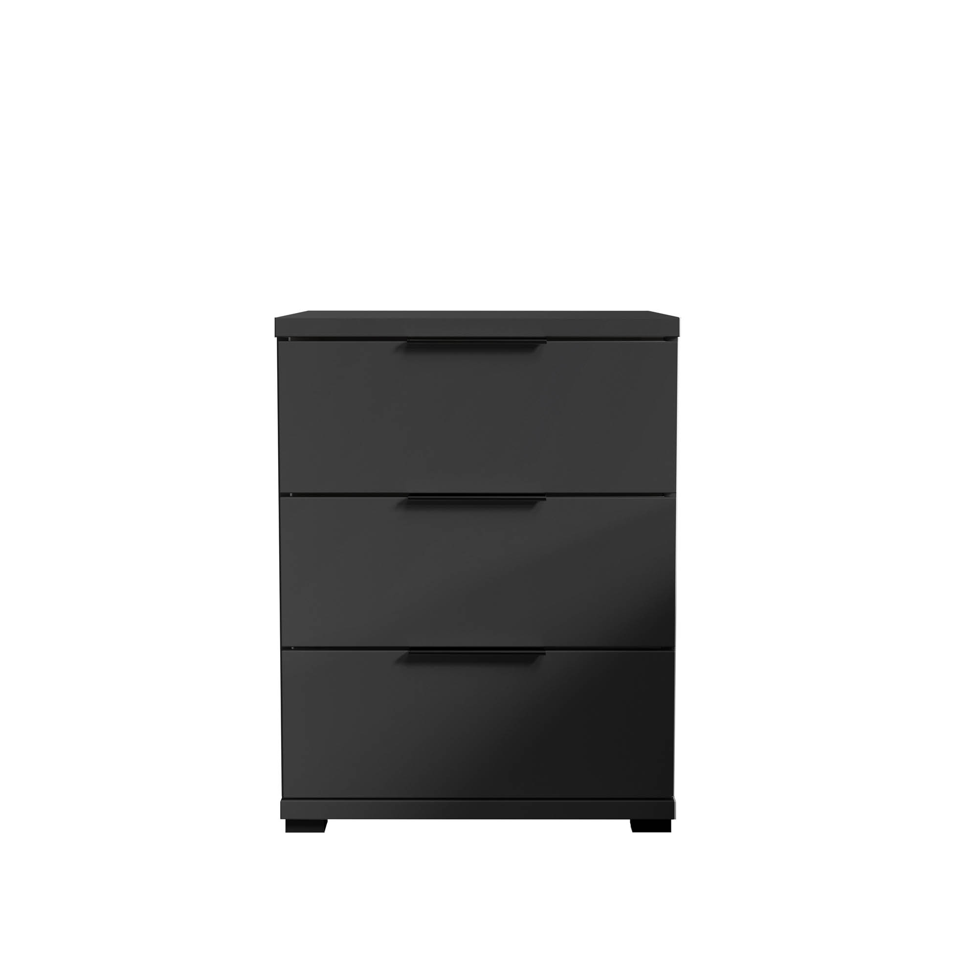 Sandro 3 fiókos éjjeliszekrény, antracit ,fekete fogantyú, 46x61x42 cm