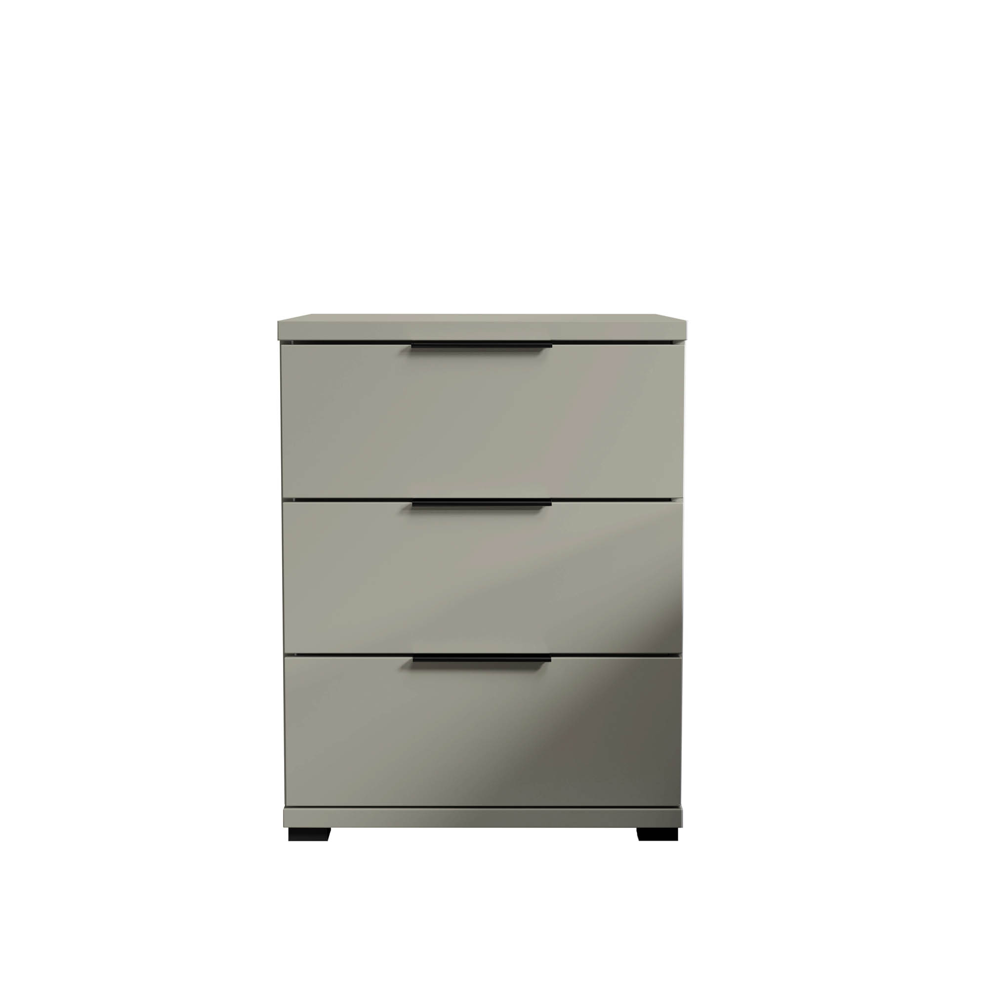 Sandro 3 fiókos éjjeliszekrény, kasmír, fekete fogantyú, 46x61x42 cm