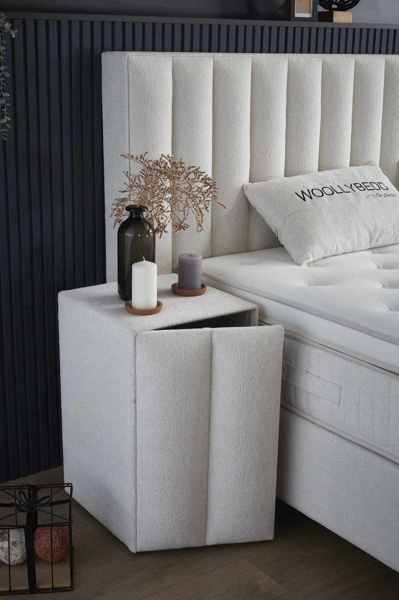 Pure boxspring franciaágy szett (ágyneműtartóval, matraccal) fehér, 160x200cm