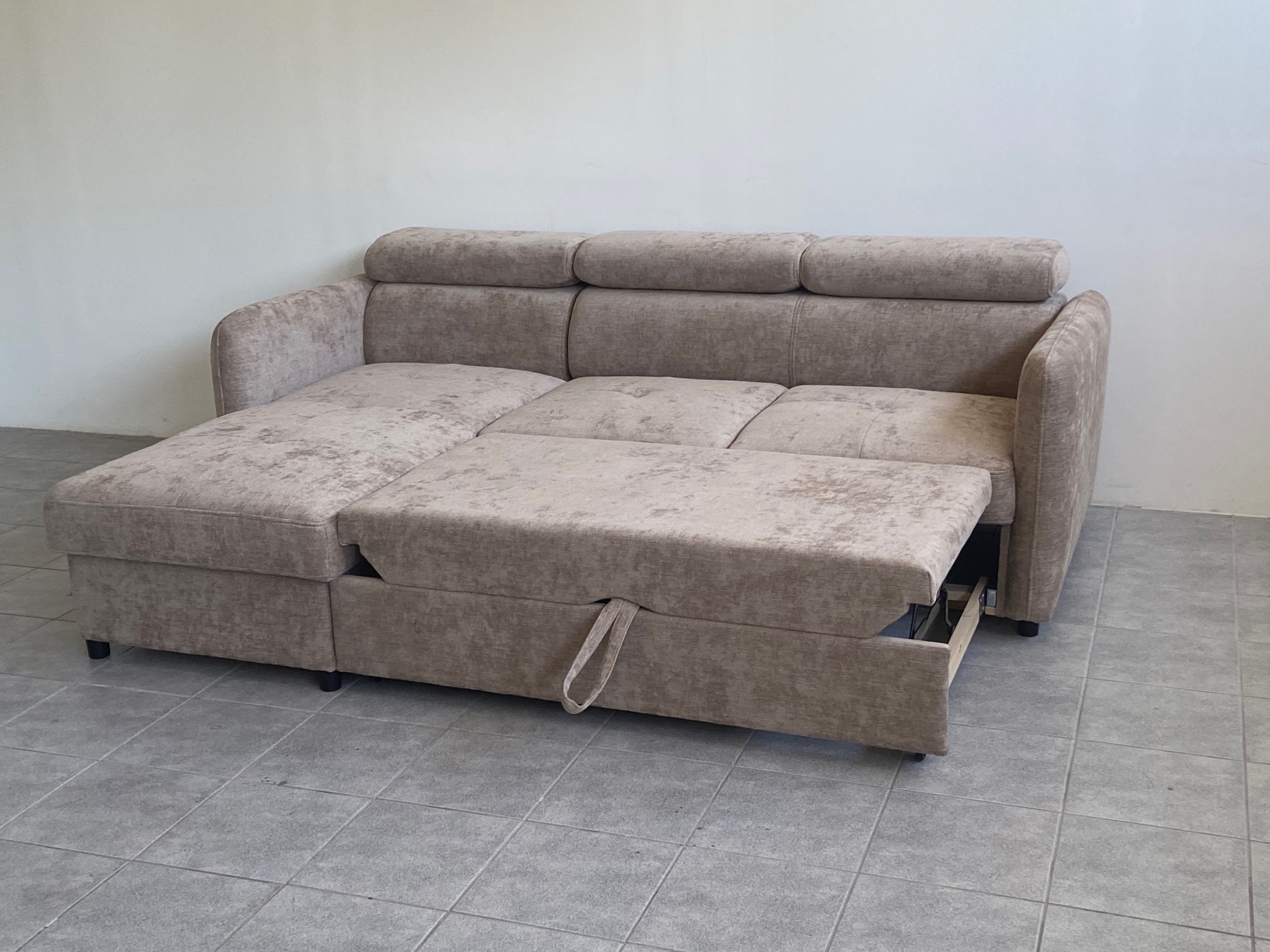 Welle sarokgarnitúra, jobbos, Neve szürke szövet, 218x170cm"AK"