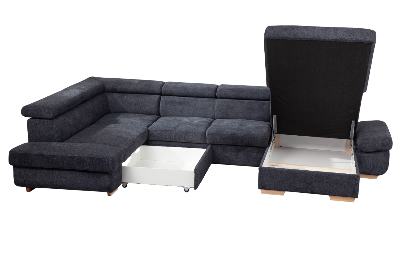 Mondello sarokgarnitúra,jobbos,soft rugalmas üléssel, Romario szürke, 265x230 cm