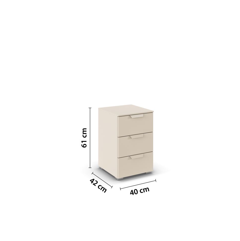 Aland box éjjeliszekrény PÁR, 3 fiókos, pezsgő, pezsgő fogantyú