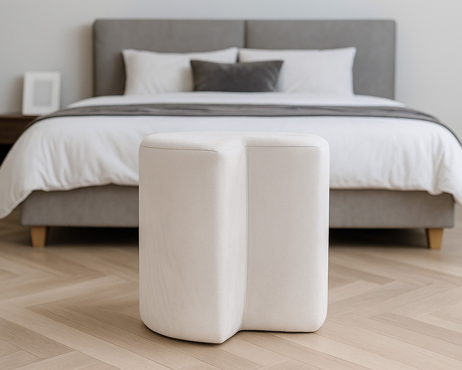 Ariel puff, henger,40x50cm, bézs szövet