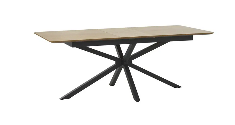 Cesna asztal, tölgy melamin lap, fekete fém láb, 90x160-200cm"k"