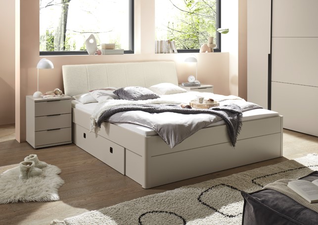 Torino ágykeret fiókos ágyneműtartóval, kasmír, 180x200 cm