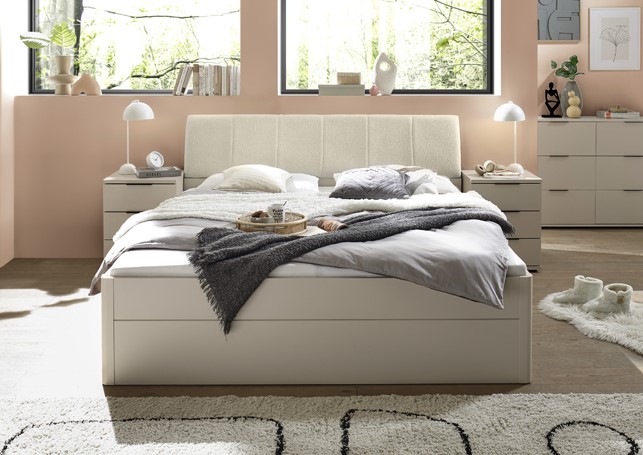 Torino ágykeret fiókos ágyneműtartóval, kasmír, 180x200 cm