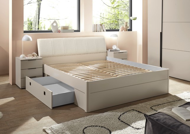 Torino ágykeret fiókos ágyneműtartóval, kasmír, 180x200 cm