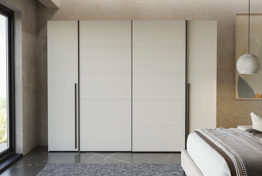 Margaret szekrény, kasmír, fekete fogantyú, prémium belső felszereltséggel, 271x211x61 cm