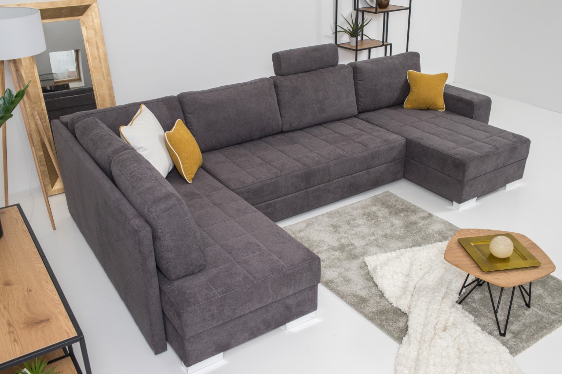 Varia U ülőgarnitúra, szürke, 180x350x160cm,