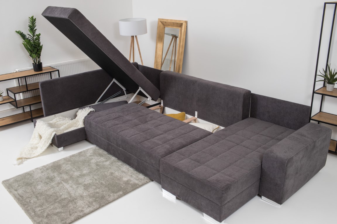 Varia U ülőgarnitúra, szürke, 180x350x160cm,