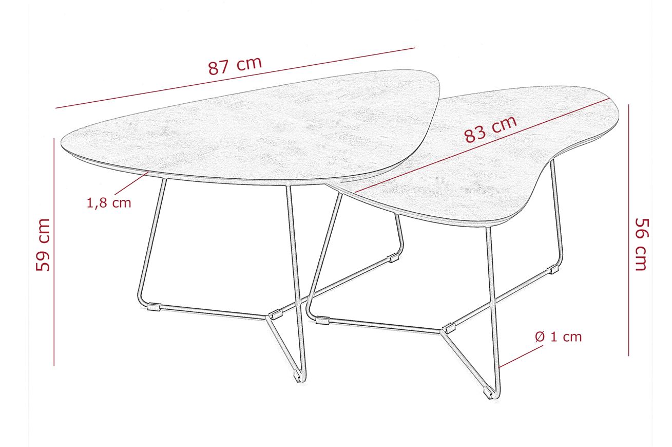 Nova dohányzóasztal szett, kasmír