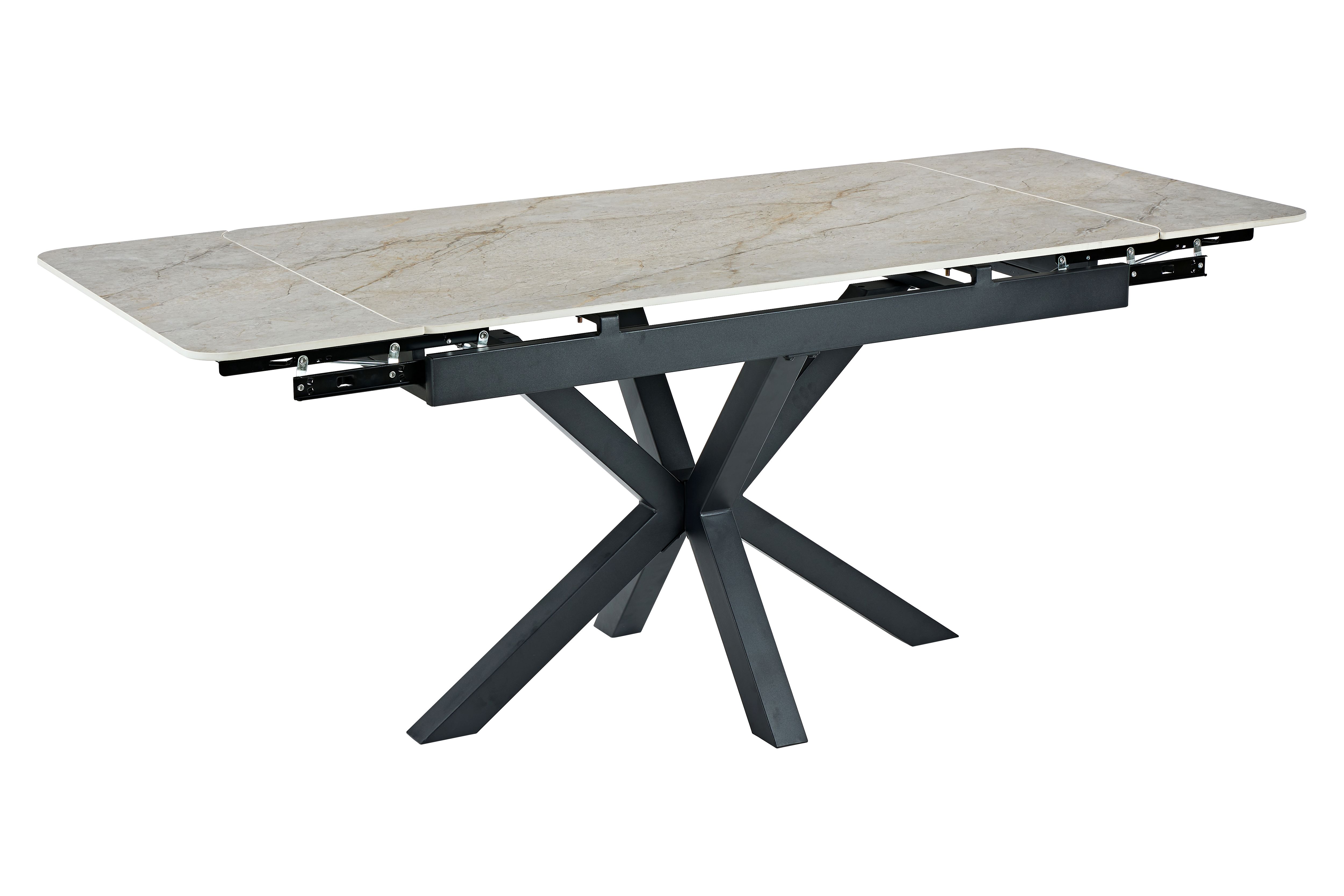 Portofino asztal,szinterezett kő,fekete láb 130-190x80x76cm