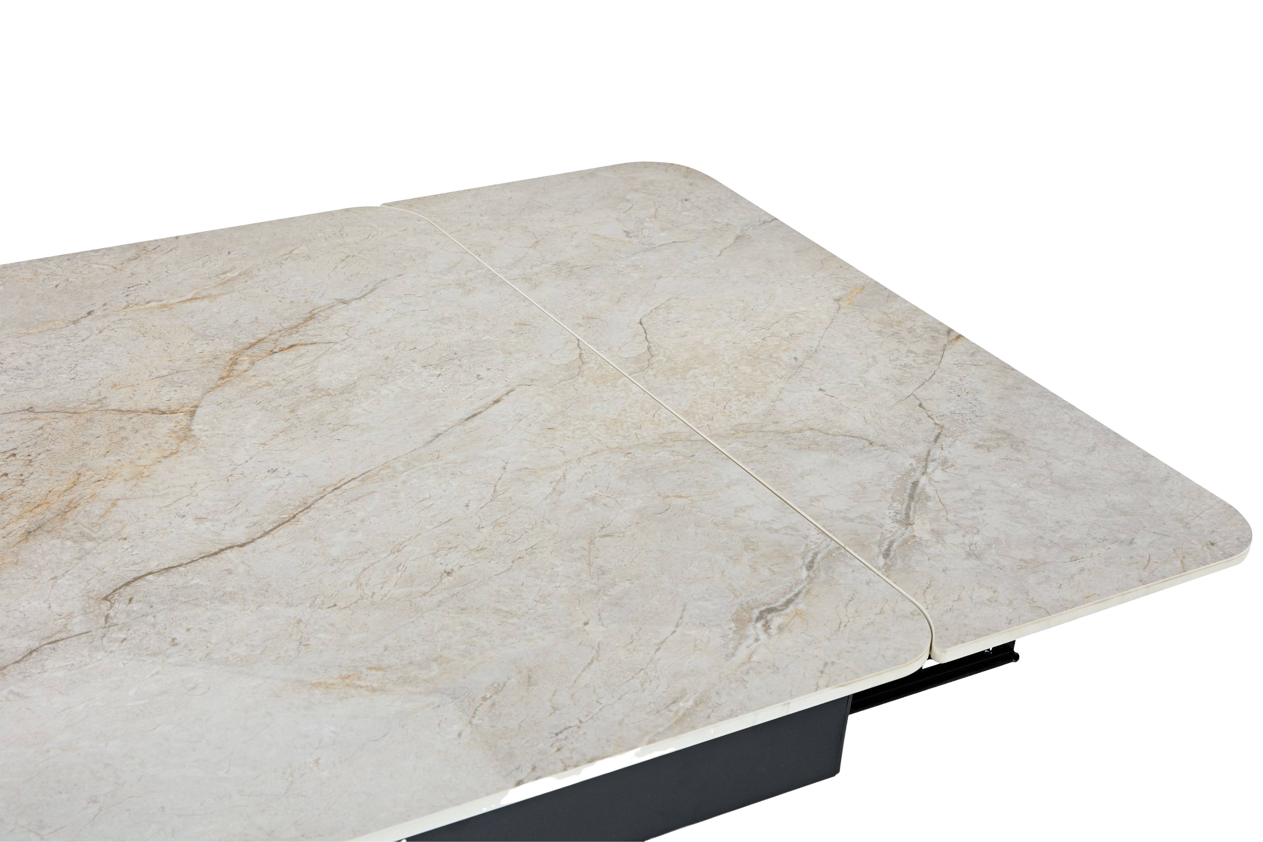 Portofino asztal,szinterezett kő,fekete láb 130-190x80x76cm