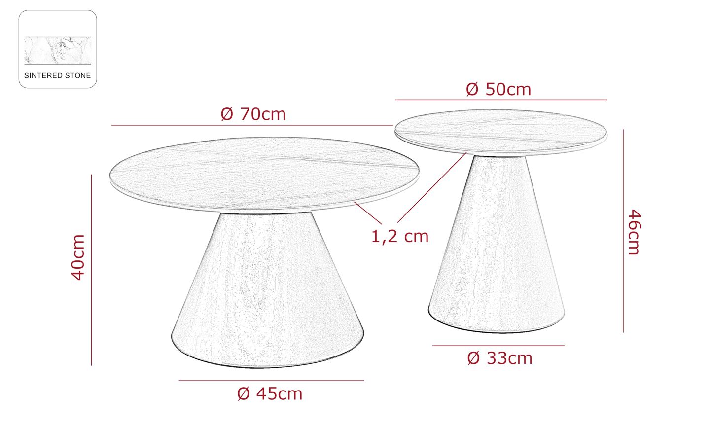 Bozen dohányzóasztal szett, szürke márvány