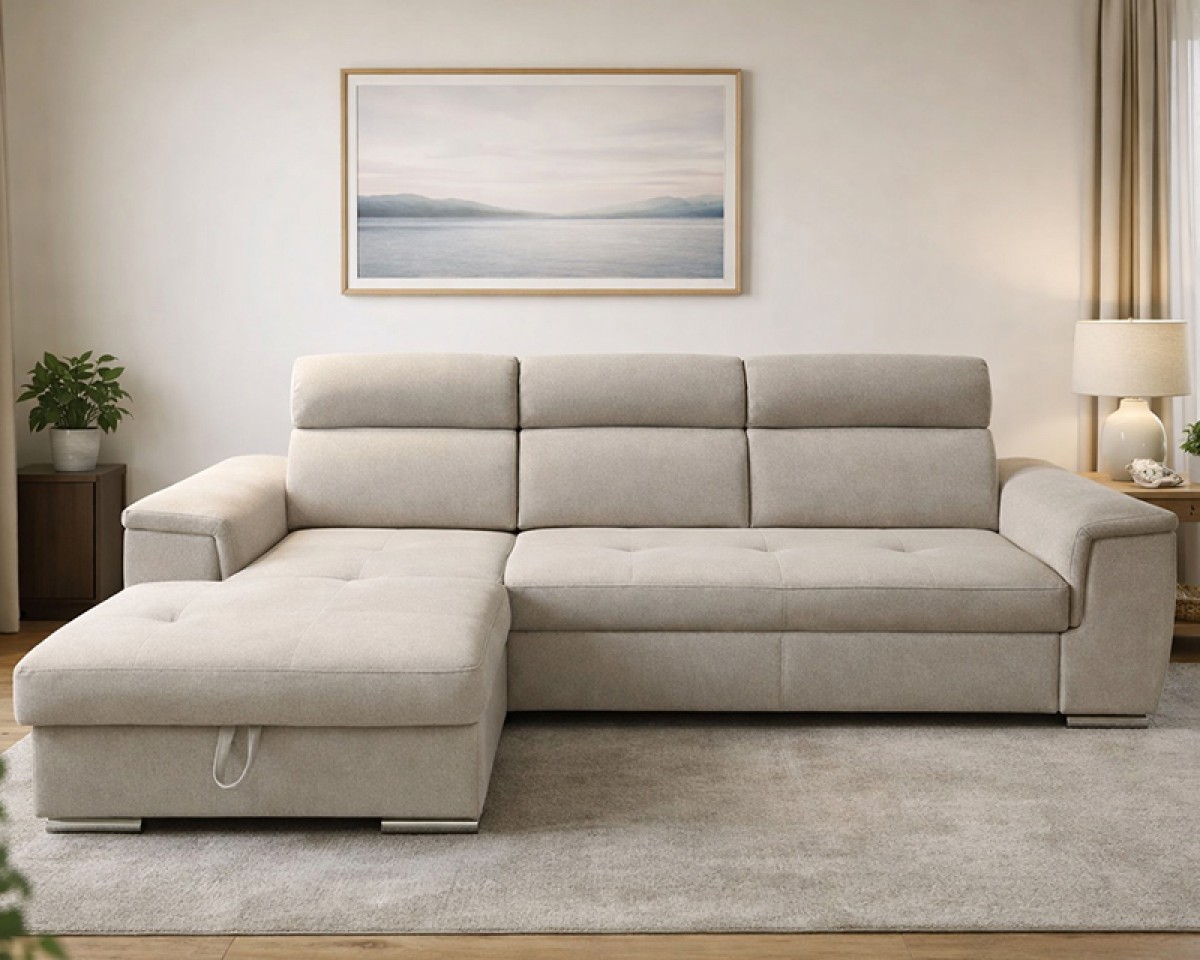 Lopez sarokgarnitúra, balos, beige, 275x185cm