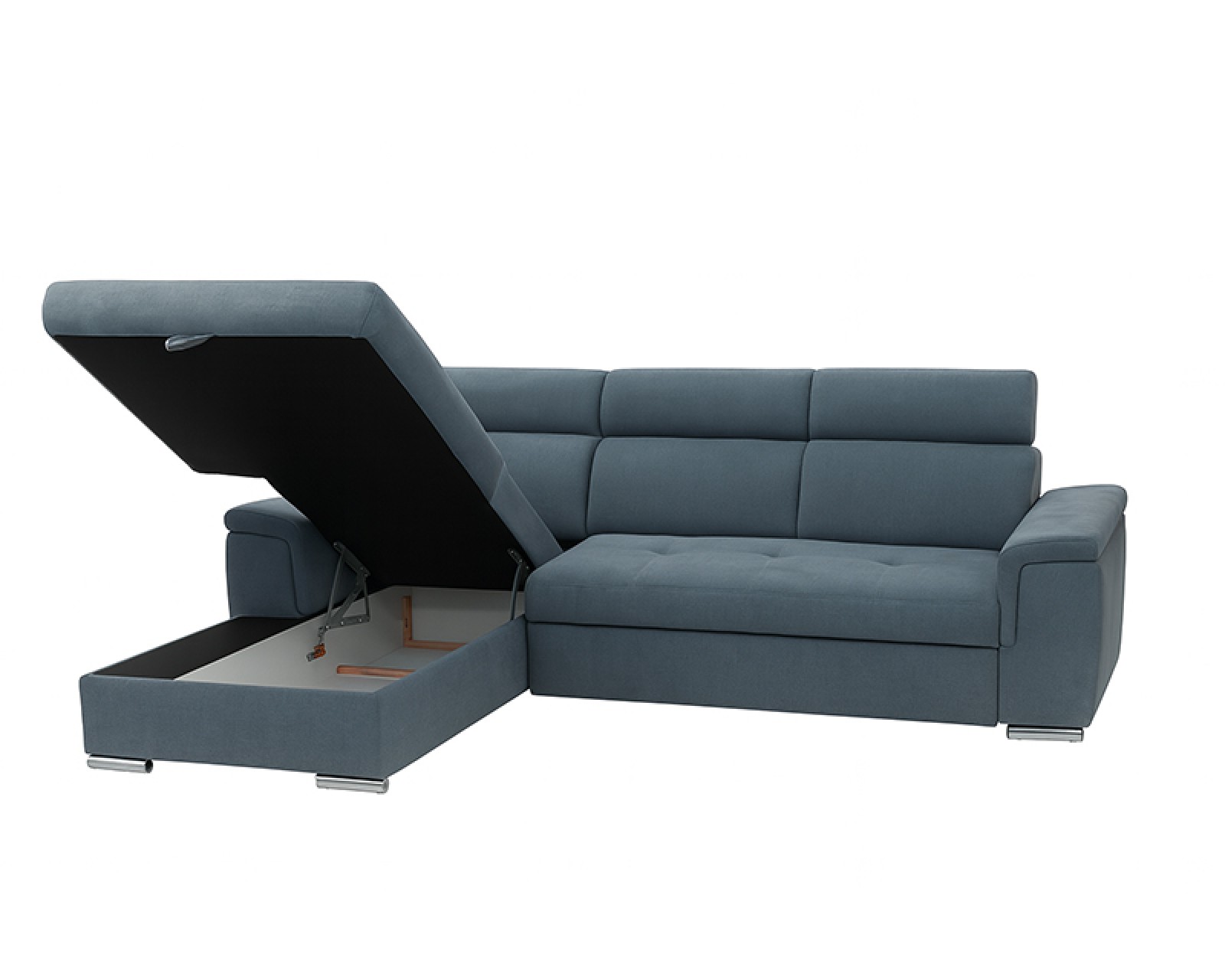 Lopez sarokgarnitúra, balos, kék, 275x185cm