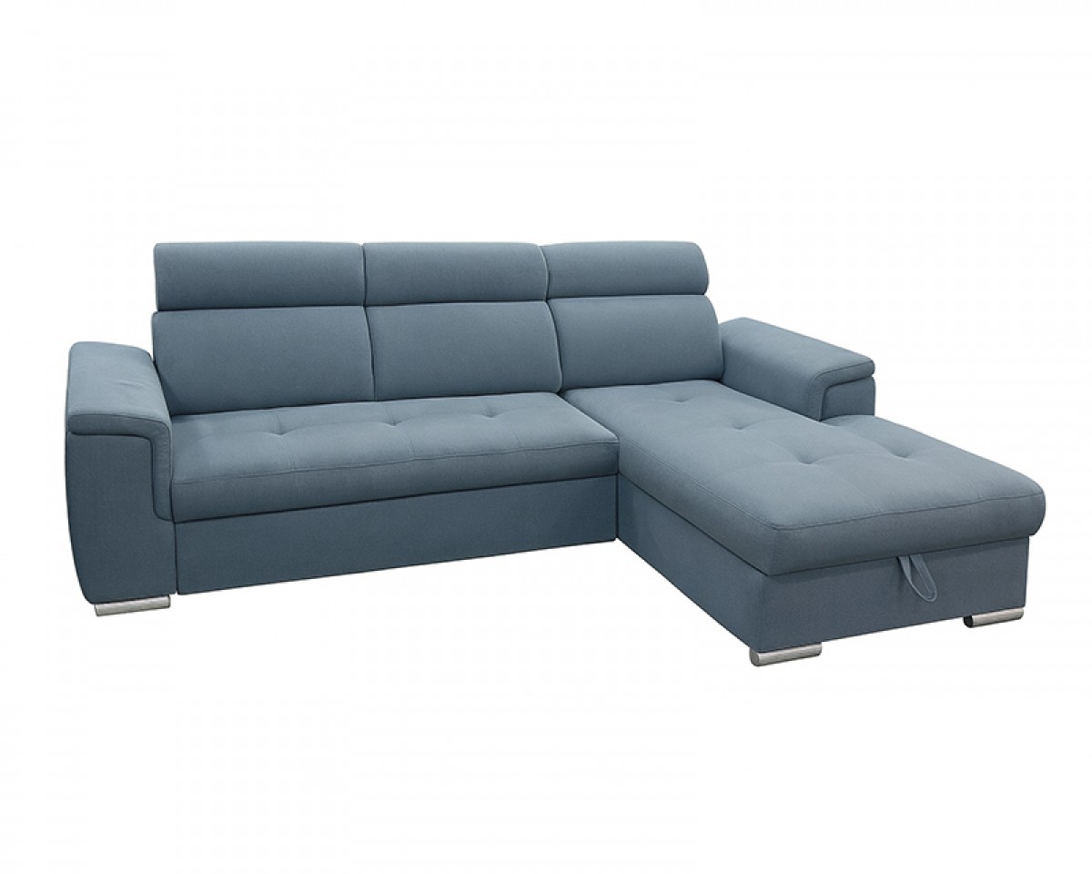 Lopez sarokgarnitúra, jobbos, kék, 275x185cm