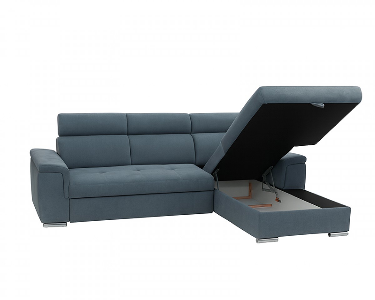 Lopez sarokgarnitúra, jobbos, kék, 275x185cm