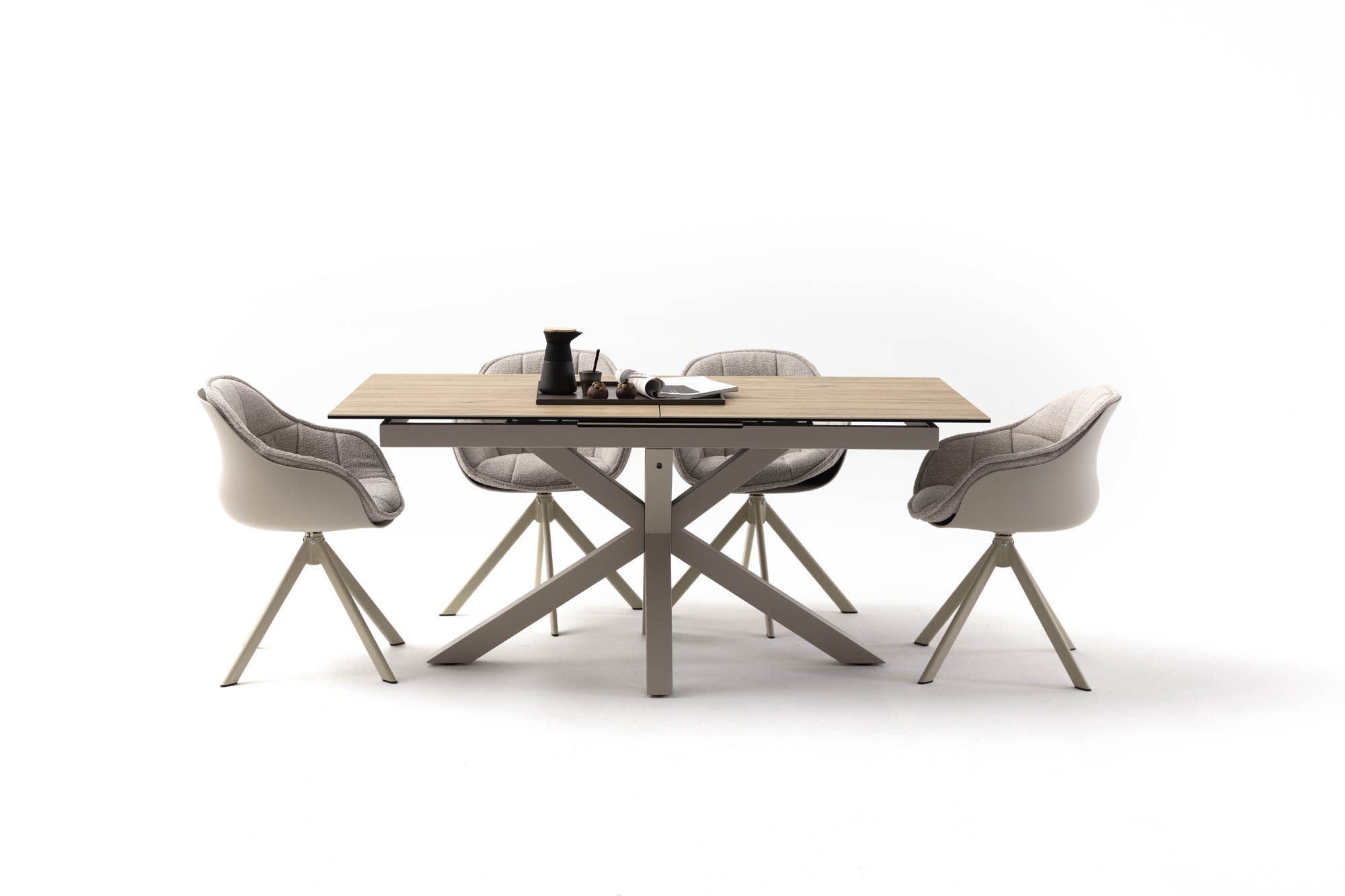 Heaven étkezőasztal, kerámia vadtölgy tető, kasmírszürke láb, 168/210x90x76 cm