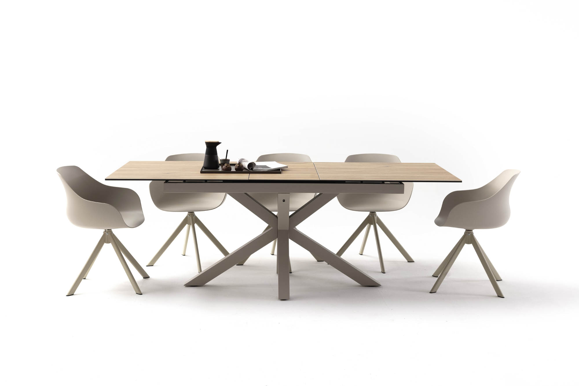 Heaven étkezőasztal, kerámia vadtölgy tető, kasmírszürke láb, 168/210x90x76 cm