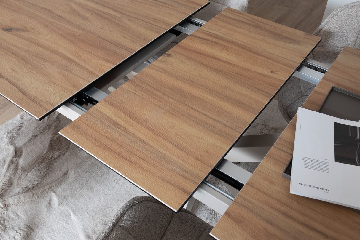 Heaven étkezőasztal, kerámia vadtölgy tető, kasmírszürke láb, 168/210x90x76 cm