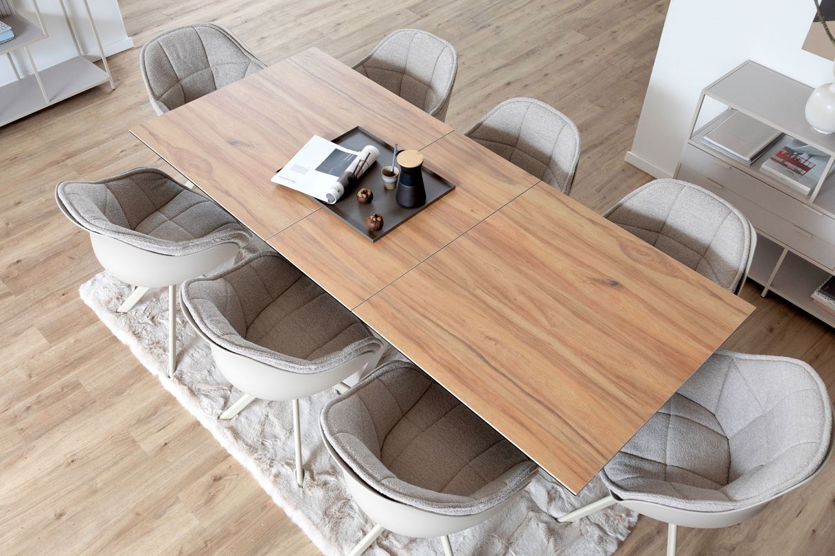 Heaven étkezőasztal, kerámia vadtölgy tető, kasmírszürke láb, 168/210x90x76 cm