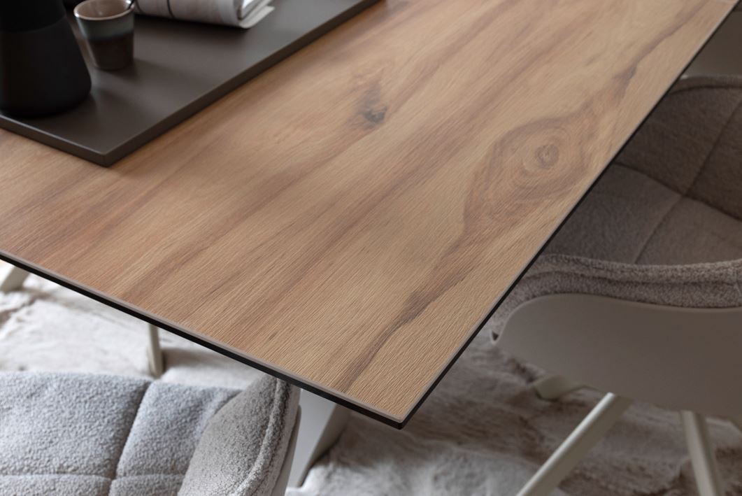 Heaven étkezőasztal, kerámia vadtölgy tető, kasmírszürke láb, 168/210x90x76 cm