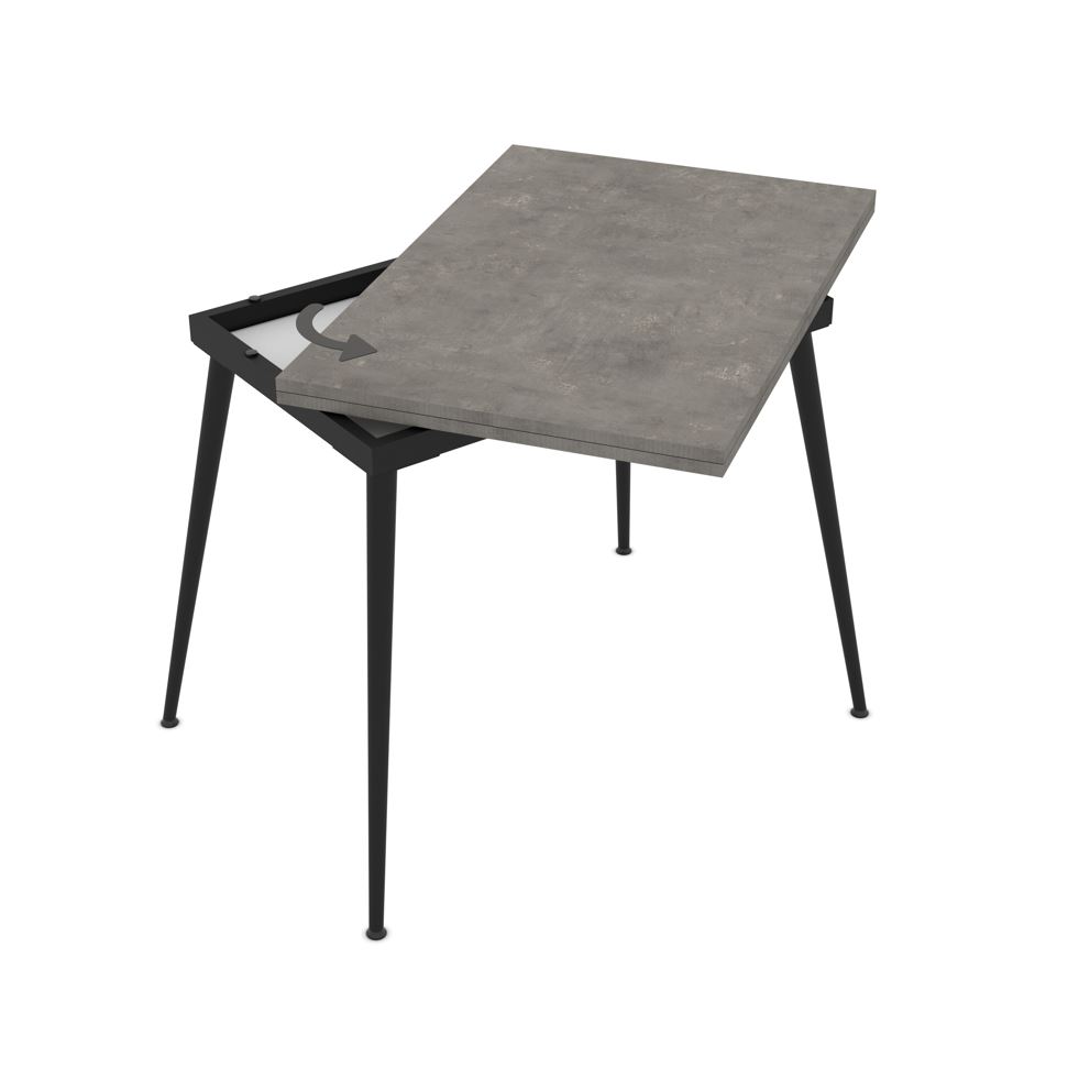 Piccolo étkezőasztal, sötét beton hatású, 60-120x90x75cm