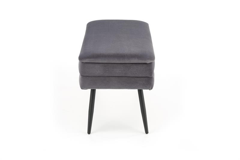 Vilma tárolós ülőke, szürke szövet / fekete láb, 78x42x37 cm