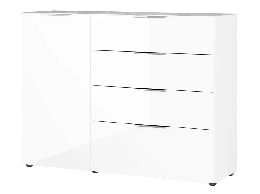 Oakland kombikomód, üveg front, fehér,134x102x42 cm (minta)"ks"