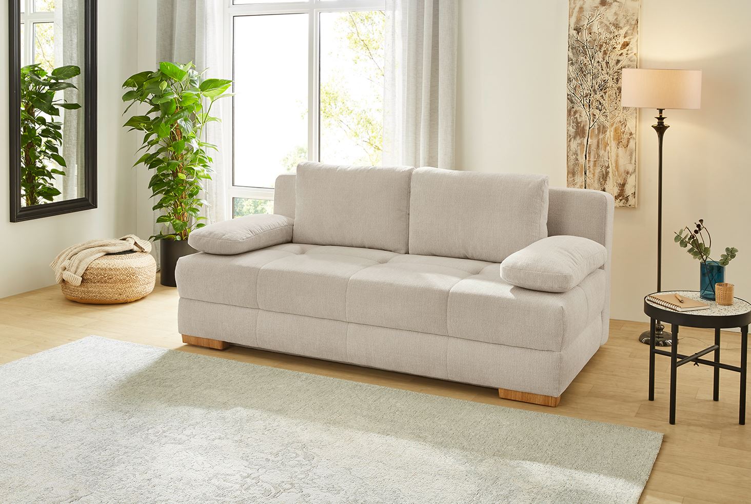 Campus kanapé, táskarugós, beige, 203x90x109 cm