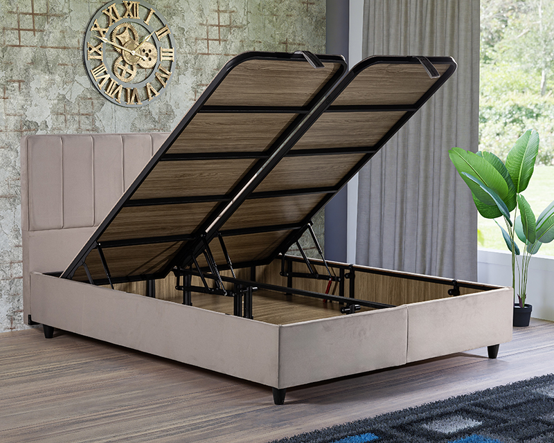 Ariel boxspring ágyszett (ágyneműtartós ágy matraccal), beige bársony, 140*200 cm új szövet