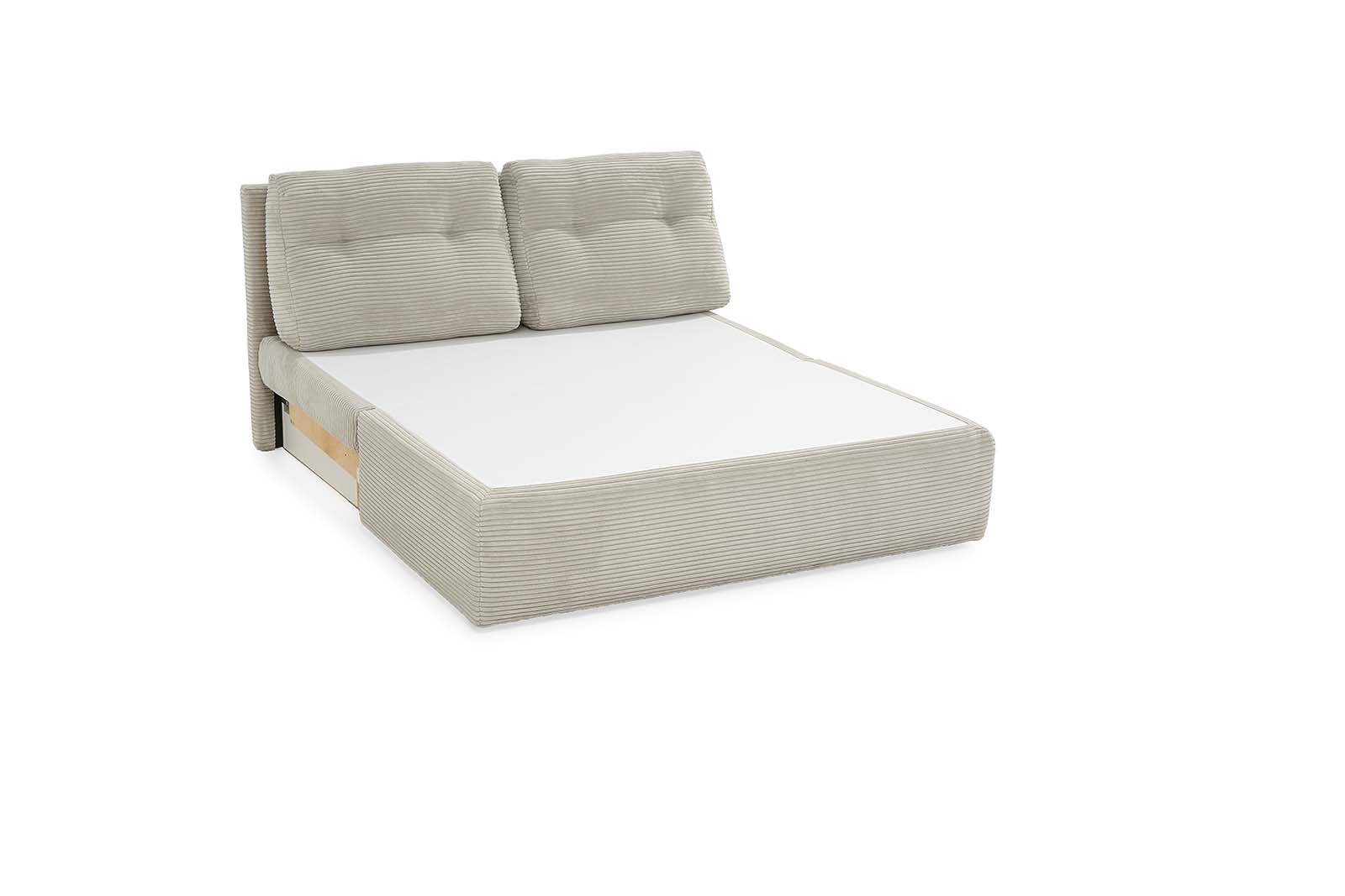 Slim kanapé, előre ágyazható, beige, 136 cm