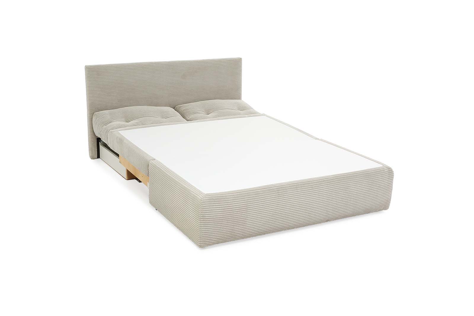 Slim kanapé, előre ágyazható, beige, 136 cm
