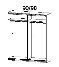 Maria tolóajtós szekrény, stirling tölgy / basalt üveg, 181x210x62 cm