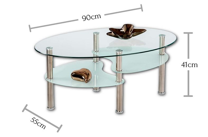 Dela dohányzóasztal áttetsző üveg/homoküveg, acél lábak, 90x41x55 cm